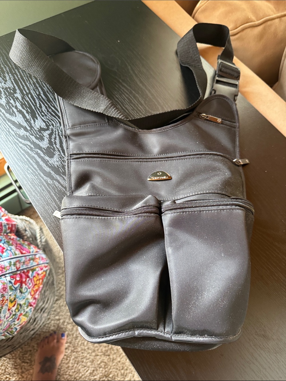Samsonite Black Nylon Messenger Crossbody Bag